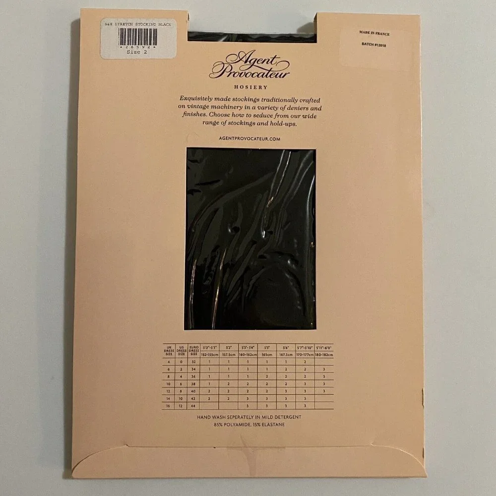 Agent Provocateur Seam & Heel Black Stockings Size 2 NEW (Made in France)